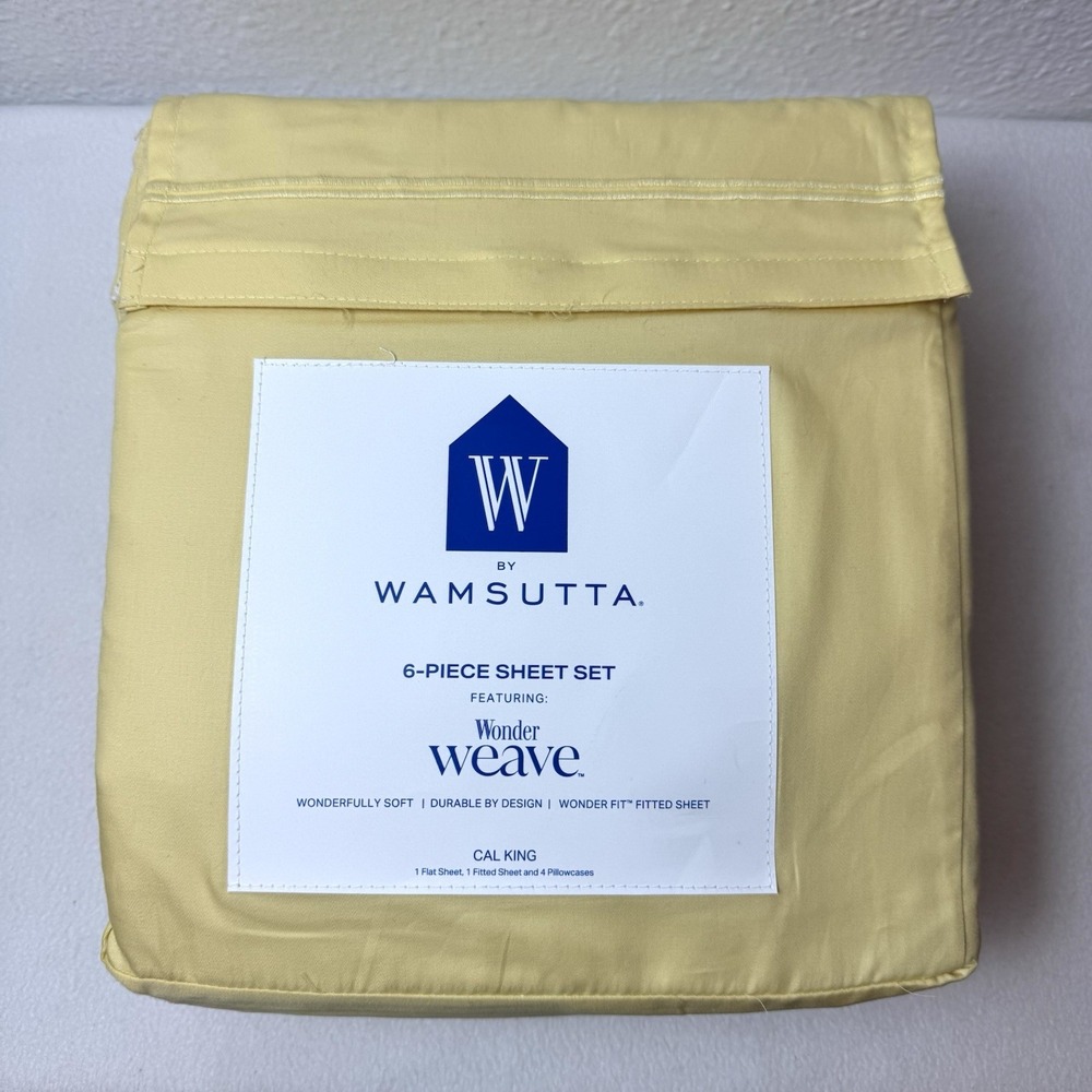 New W by Wamsutta Wonder Weave 6-Piece California King Sheet Set Yellow Cotton